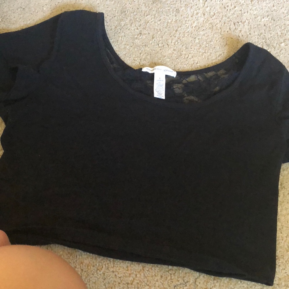 black lace crop top